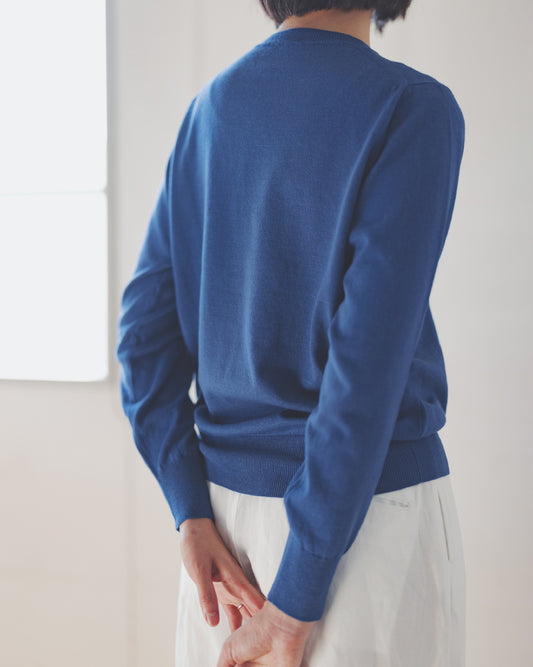 コットンシルク 薄手クルーネックセーター