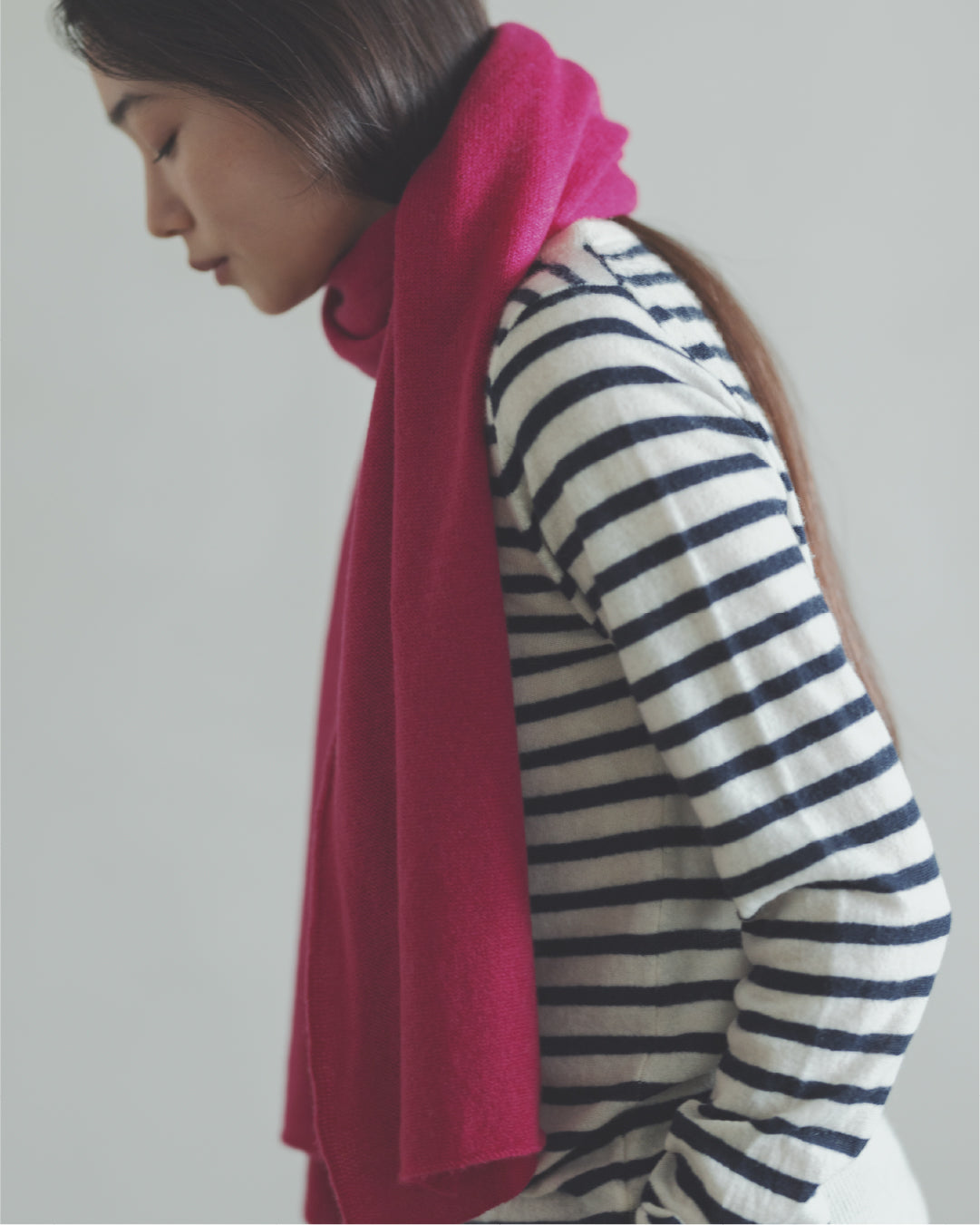 カシミヤ　薄手ボーダーセーター