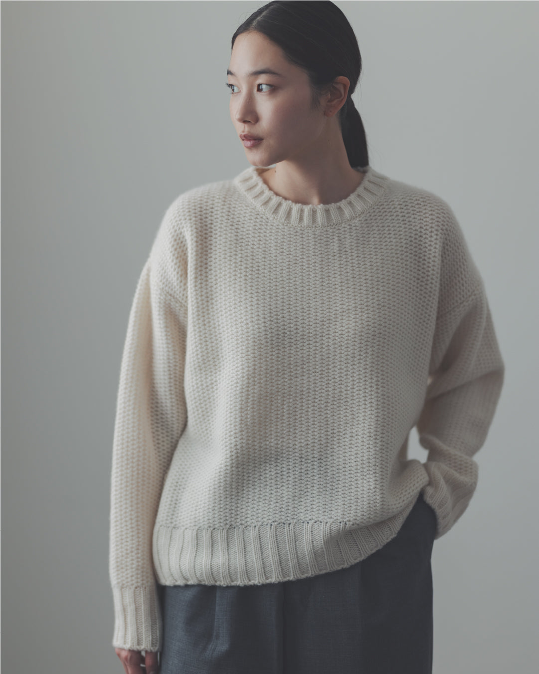 カシミヤ　鹿の子セーター