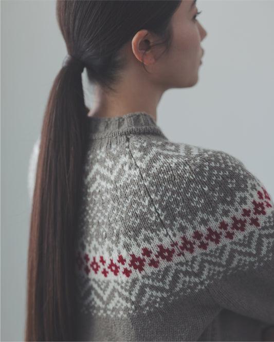 ウールカシミヤ　ジャガードカーディガン