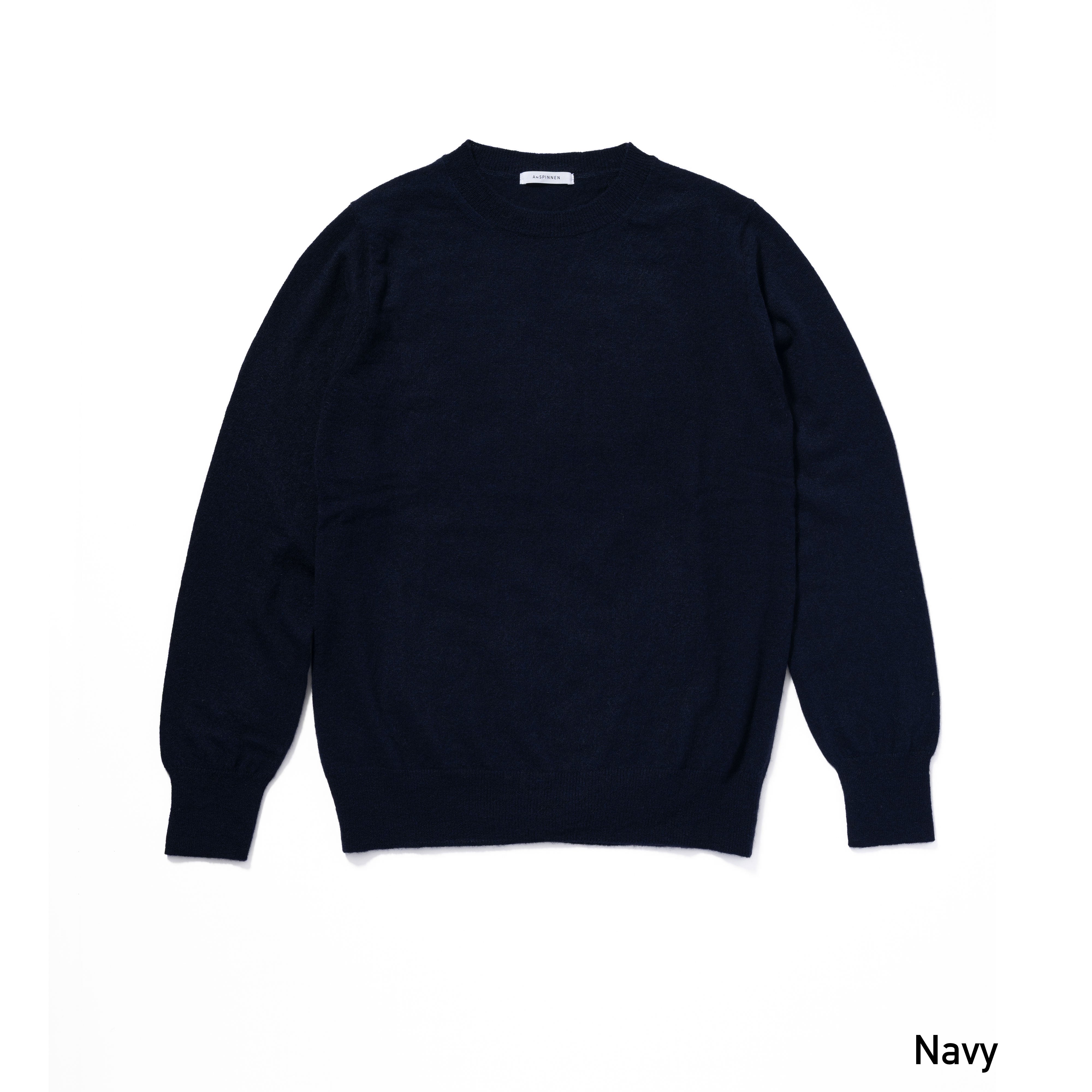 HOMME カシミヤ、ネイビークルーネック シルクカシミヤ メンズ クルーネック 「ALPHA」アルファー | ALPHA
